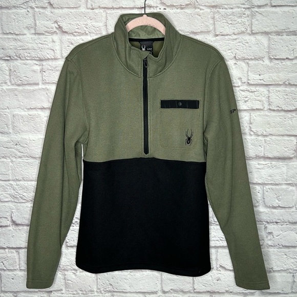 NWT Spyder Tea Leaf Medallion Bonded Fleece Sweater - Zip Neck - Picture 5 of 14